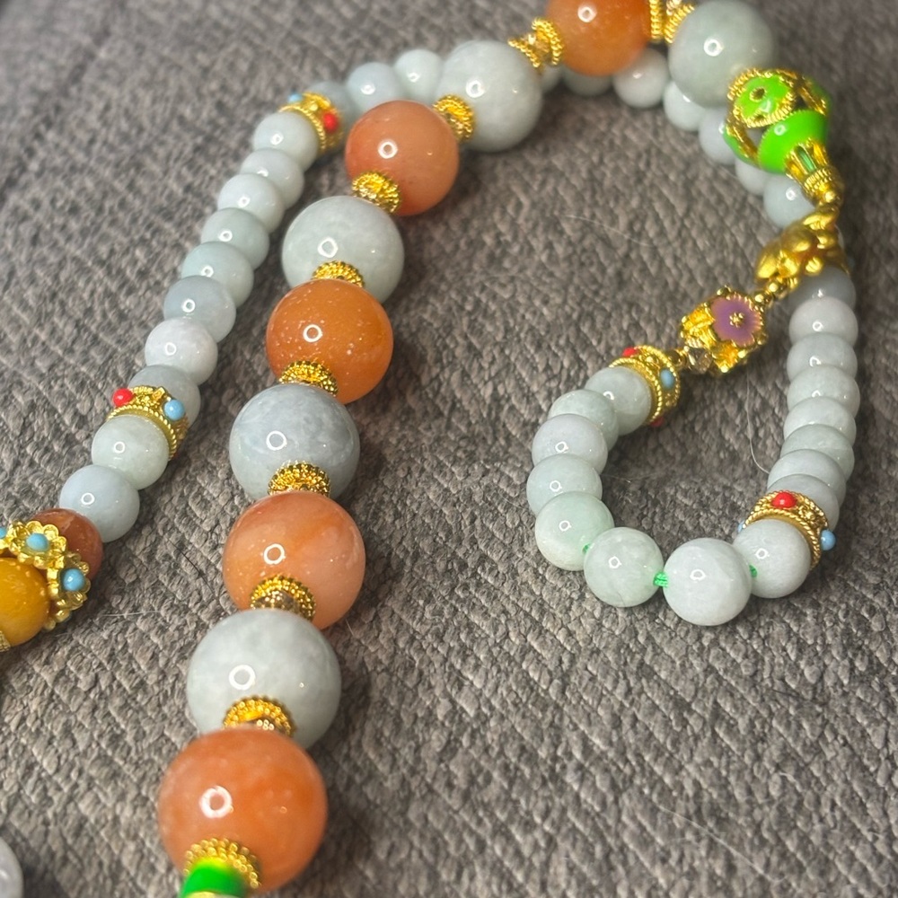 Multicolor Jadeite Beaded Necklace - Picture 4 of 8